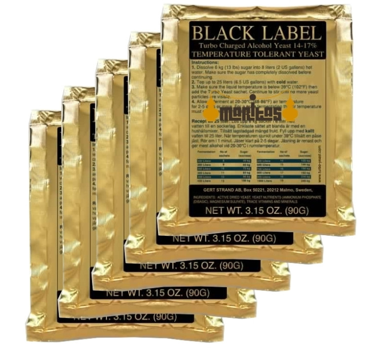 Pack 5 Sobres de Levadura Black Label