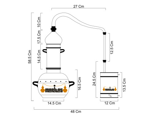 Alambique Polivalente 3 litros + Termómetro + Parrillas de Separación